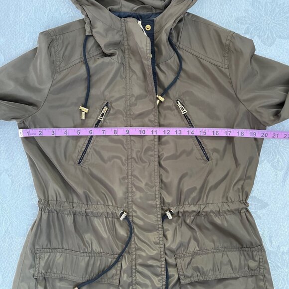 Zara Basic Lightweight Utility Hooded Full Zip Drawstring Waist Jacket Medium - Picture 11 of 16